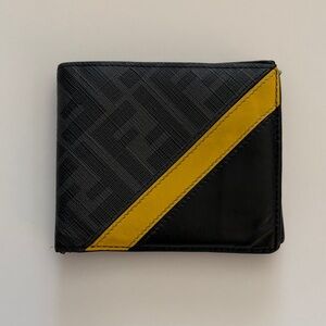 Fendi Black Gray and Yellow Wallet
